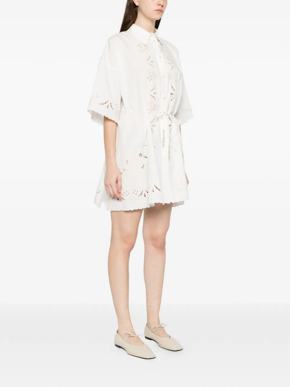 Embroidered Cotton Shirtdress sold by Wanan Luxury product image thumbnail 4