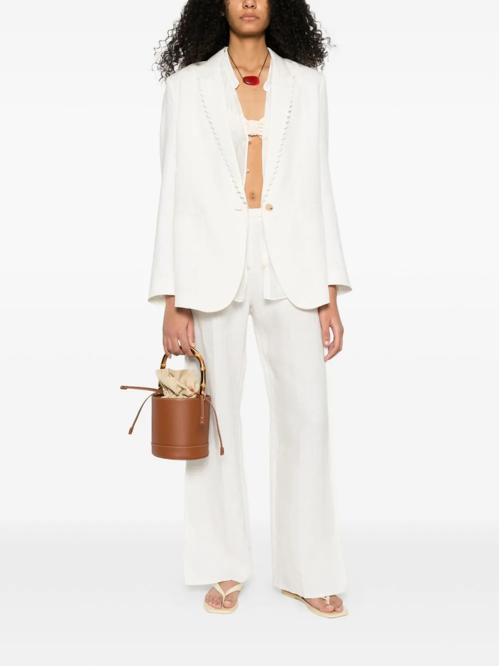 Linen Single-Breasted Jacket sold by Wanan Luxury product image thumbnail 3