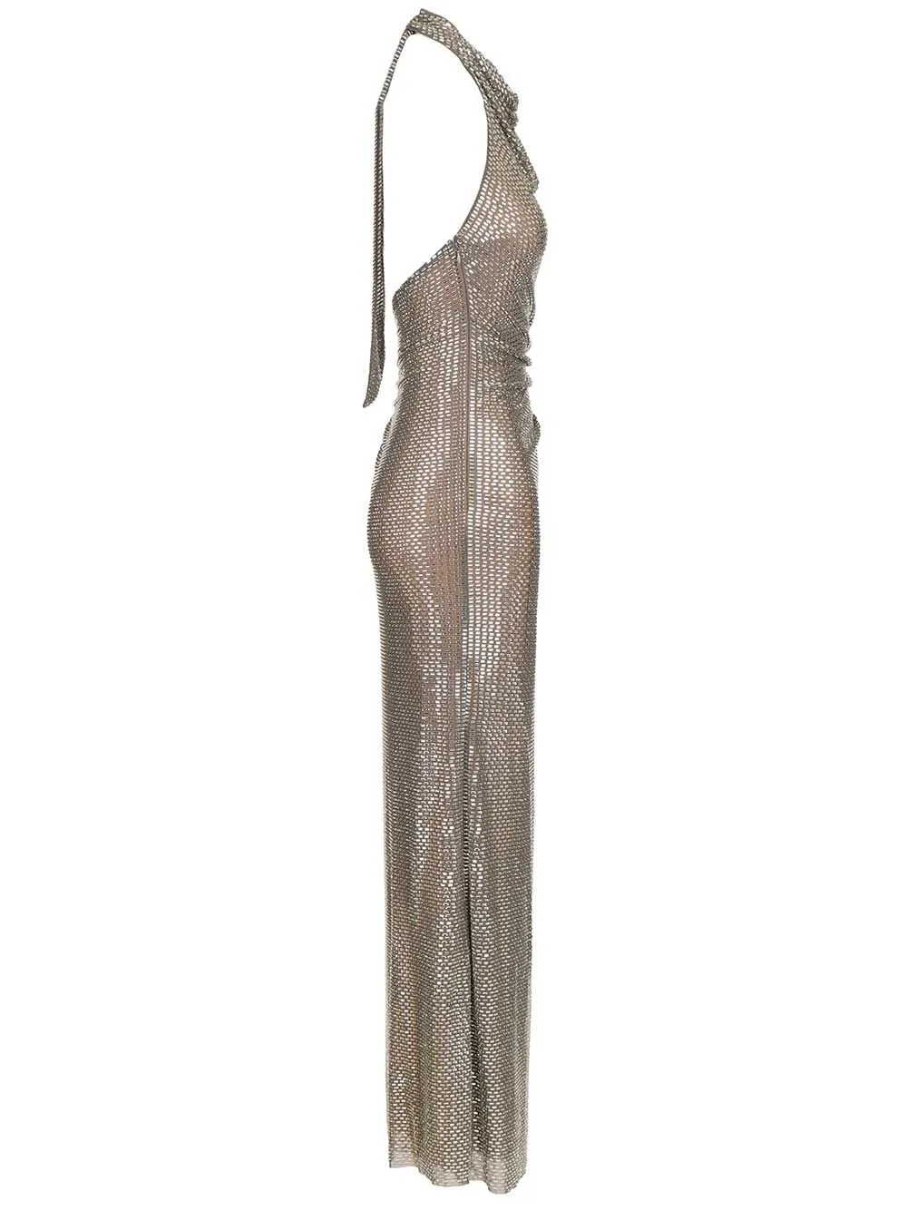 Grey Rhinestone Drape Maxi Dress Dresses Grey sold by Wanan Luxury product image thumbnail 3