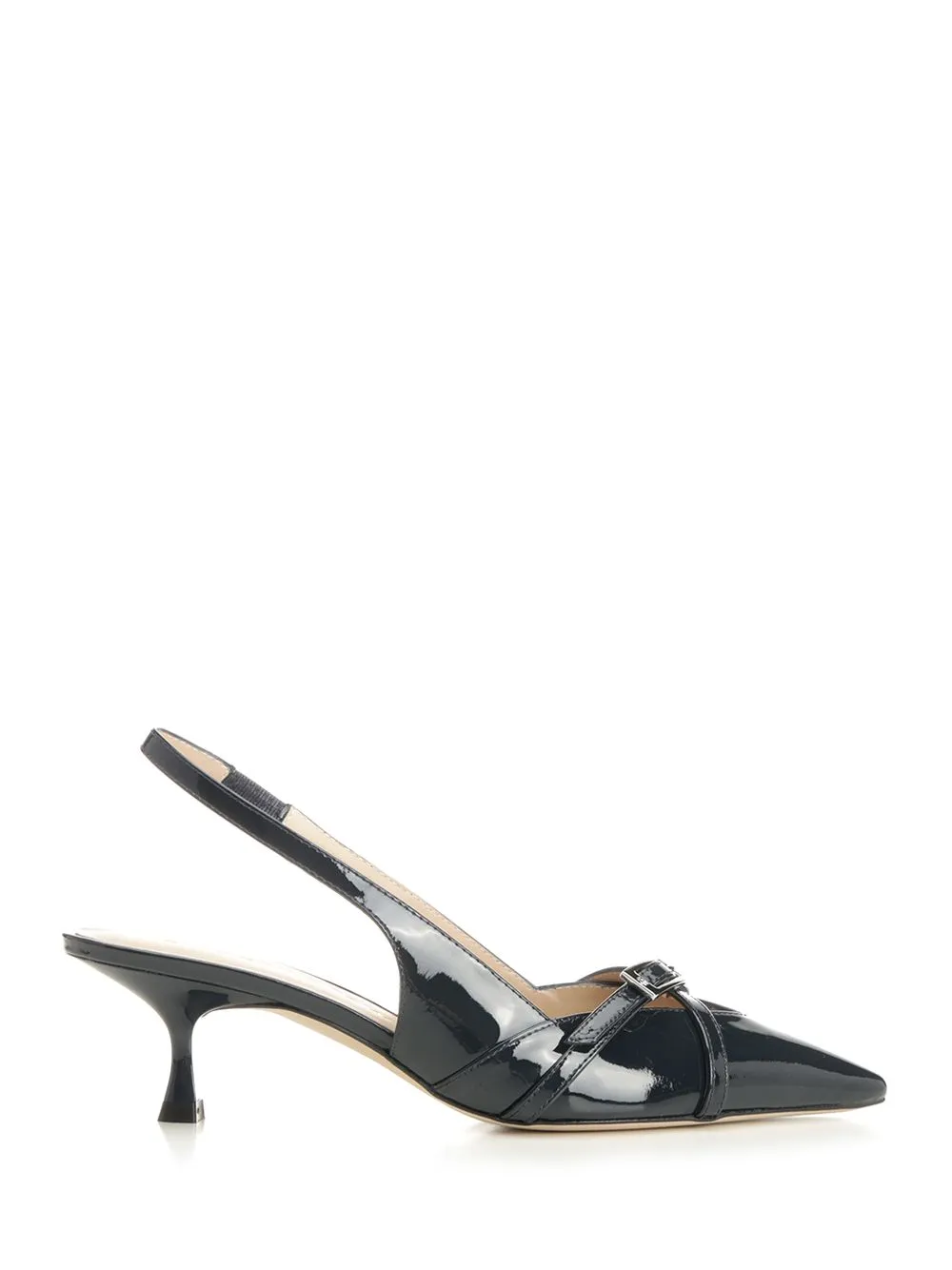 Georgie Slingback In Blue Patent Leather Pumps Blue sold by Wanan Luxury