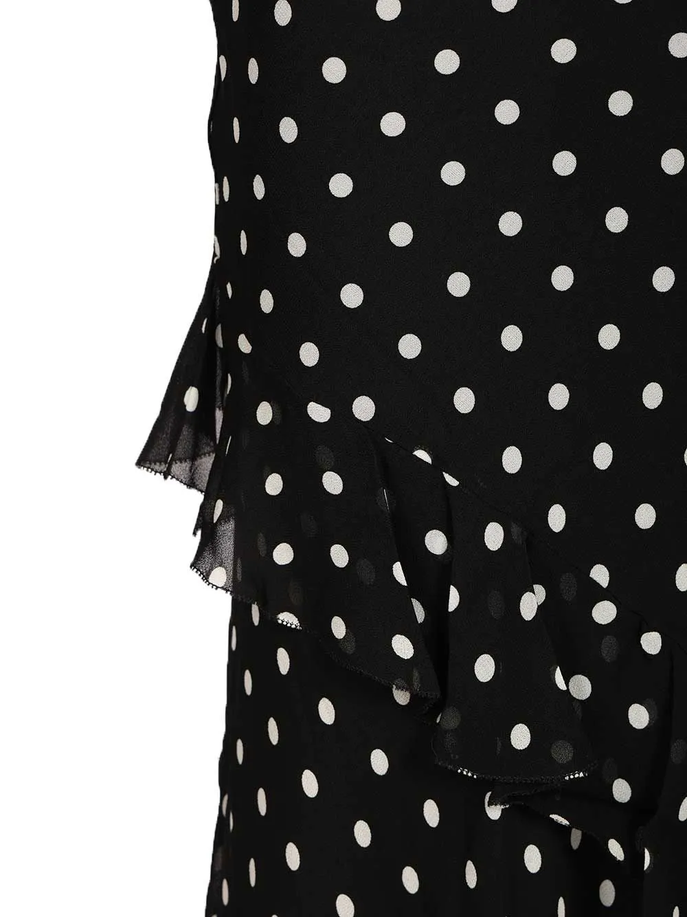 Black Polka Dot Georgette Maxi Dress Dresses Black sold by Wanan Luxury product image thumbnail 5