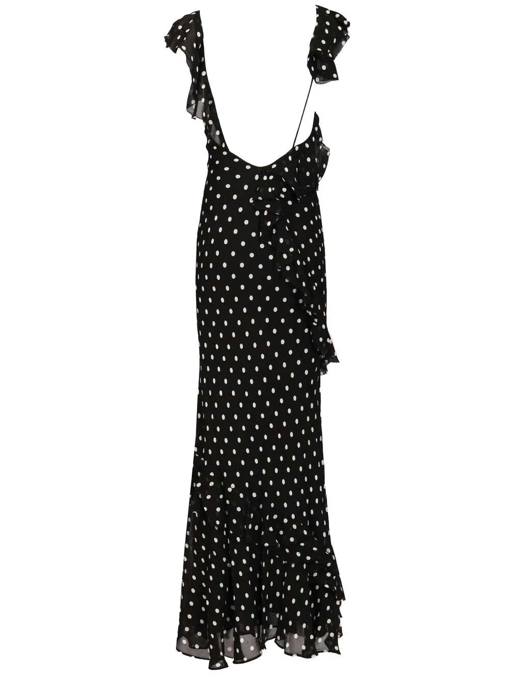 Black Polka Dot Georgette Maxi Dress Dresses Black sold by Wanan Luxury product image thumbnail 2