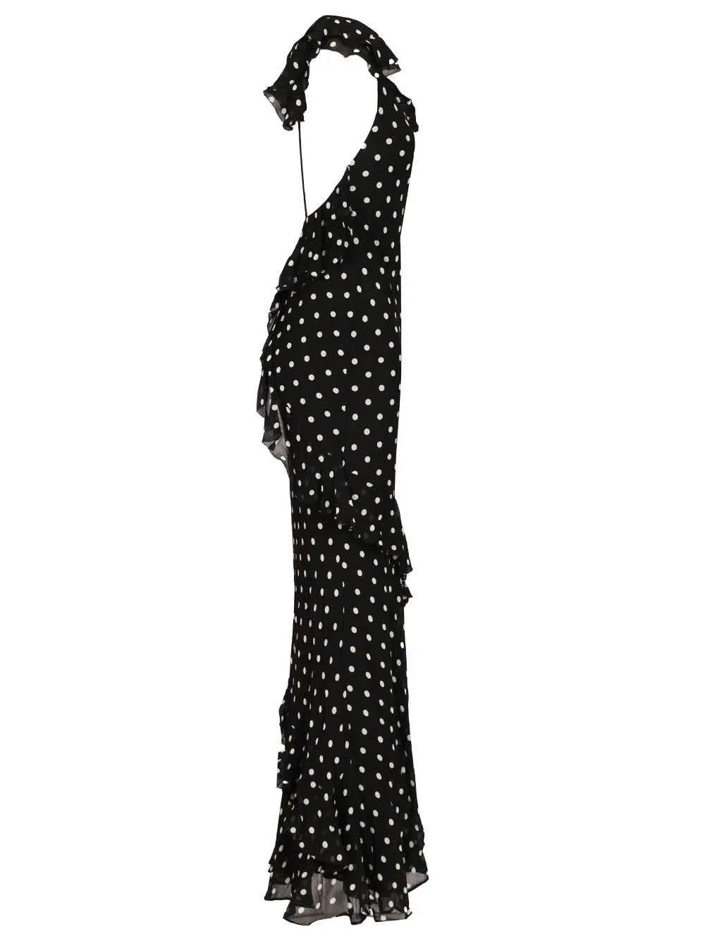 Black Polka Dot Georgette Maxi Dress Dresses Black sold by Wanan Luxury product image thumbnail 3
