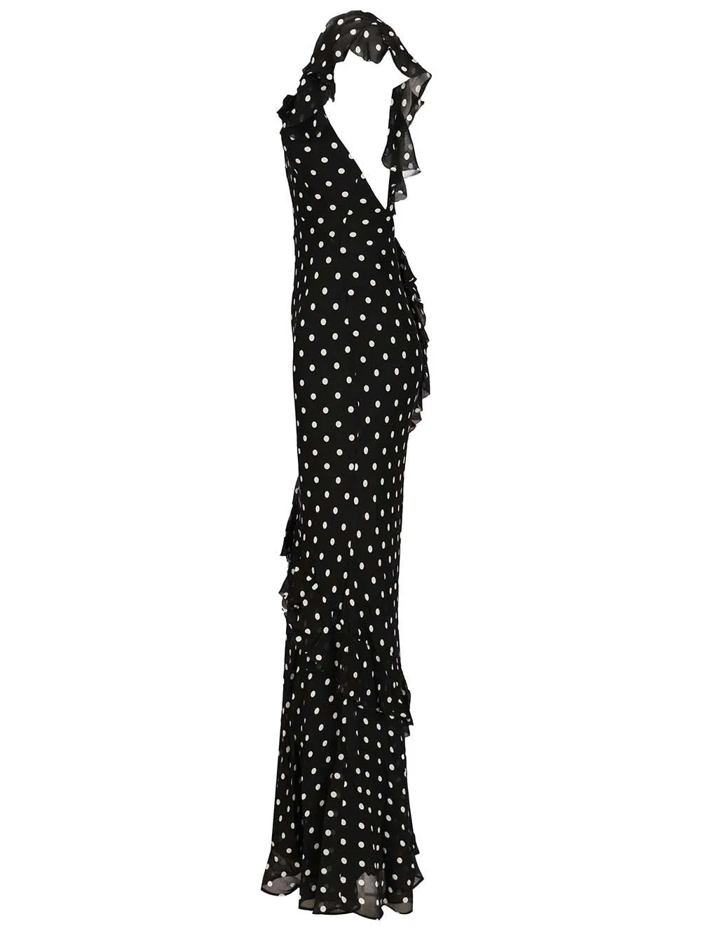 Black Polka Dot Georgette Maxi Dress Dresses Black sold by Wanan Luxury product image thumbnail 4
