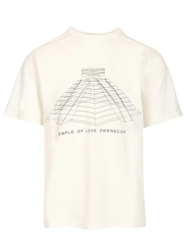 Brad T Short Sleeve With Temple Of Love Print T-Shirt White made by Rick Owens
