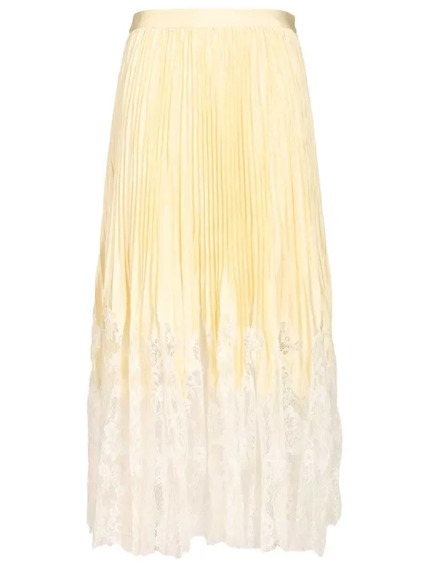 Yellow Satin Lace Midi Skirt Skirts Yellow made by Self-Portrait