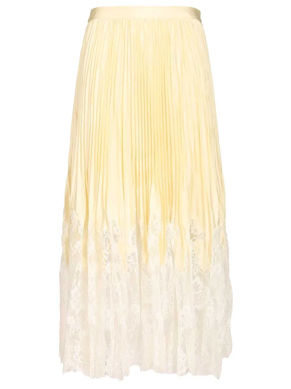 Yellow Satin Lace Midi Skirt Skirts Yellow sold by Wanan Luxury