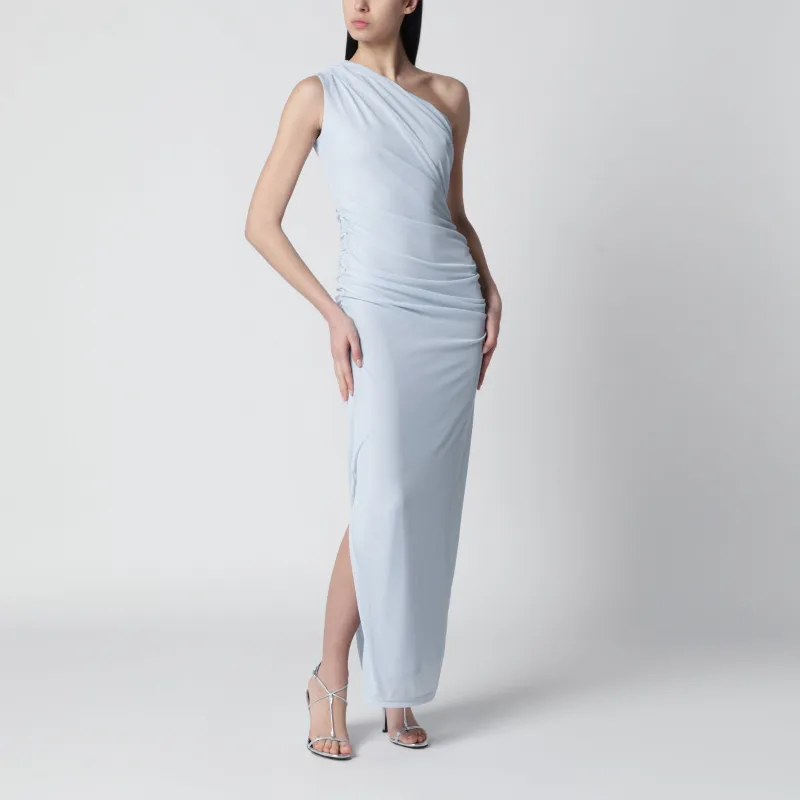 One-Shoulder Draped Maxi Dress In Plein Air Blue made by Wanan Luxury