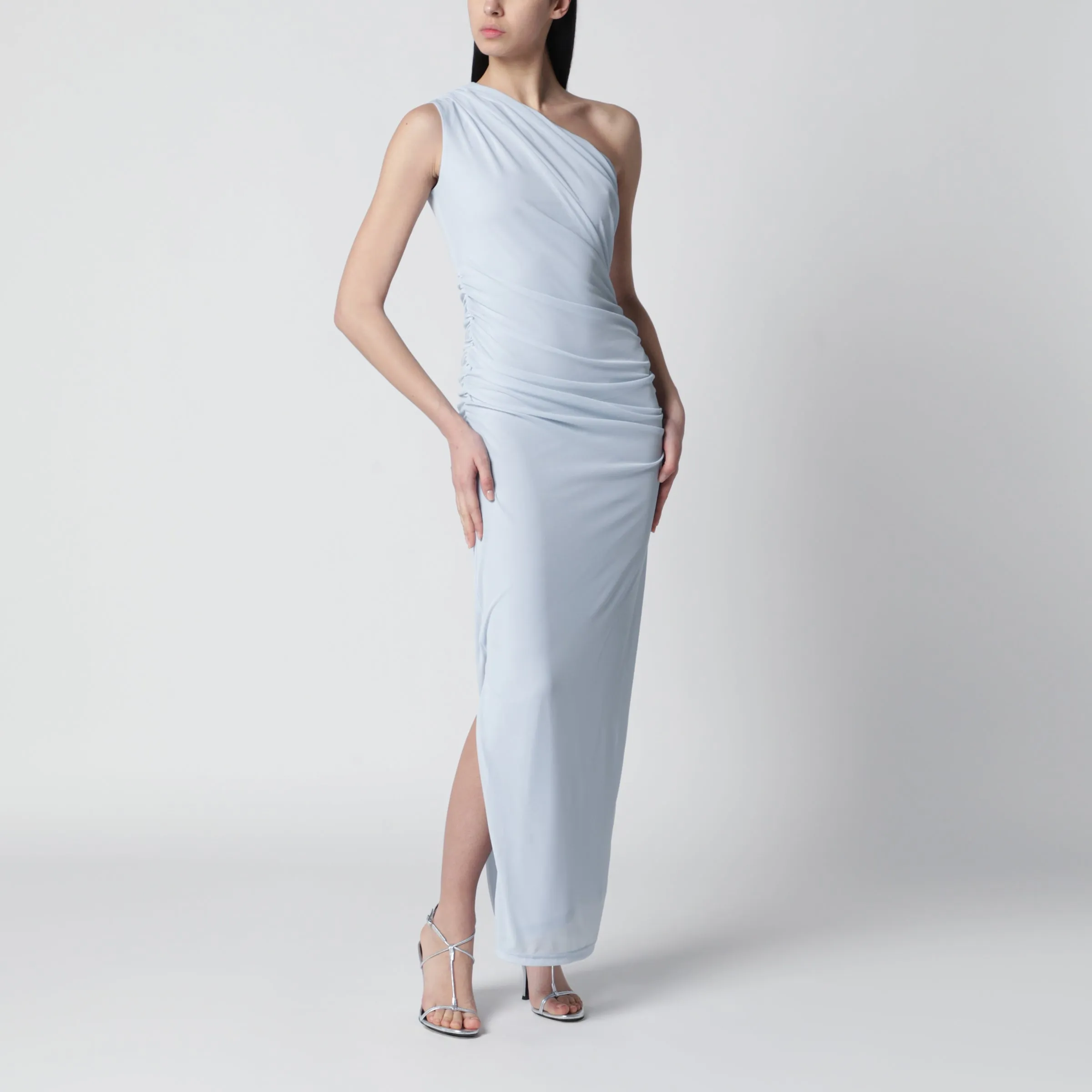 One-Shoulder Draped Maxi Dress In Plein Air Blue sold by Wanan Luxury