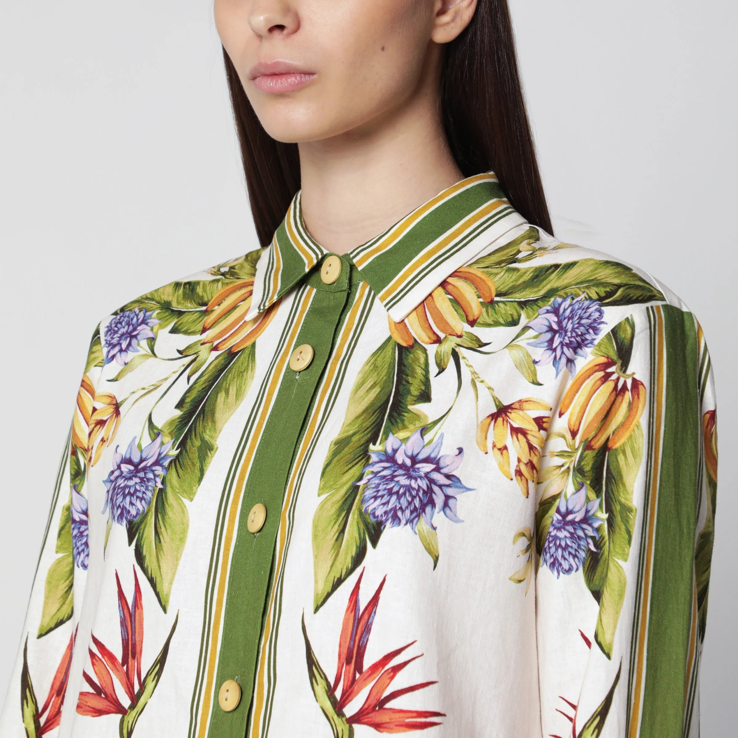 Sand Tropical Scarf Linen-Blend Shirt sold by Wanan Luxury product image thumbnail 2