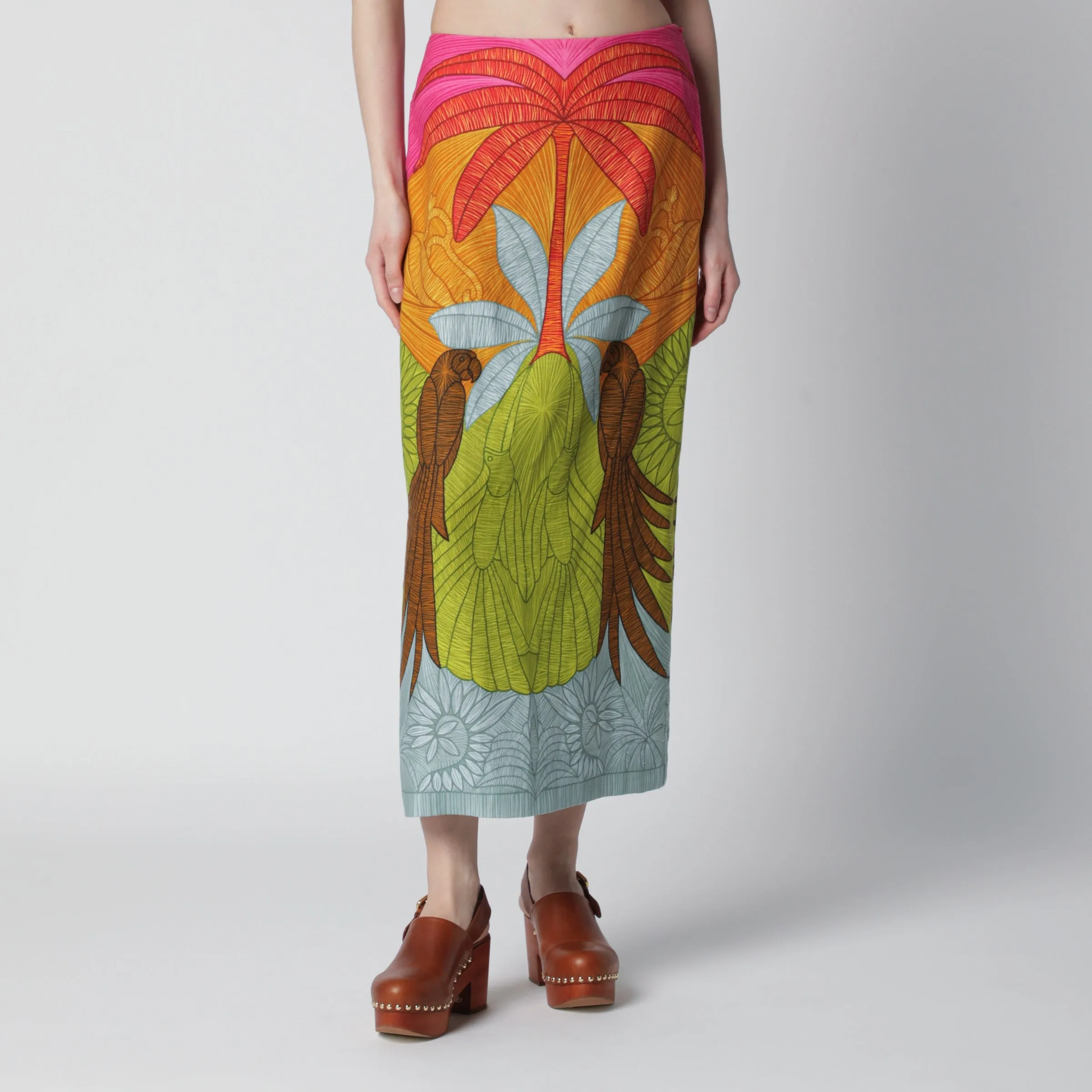 Tropical Print Midi Skirt sold by Wanan Luxury