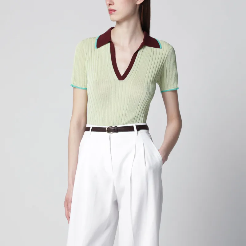 Ribbed Fitted Polo With Contrast Trims, Multicolor made by Roberto Collina