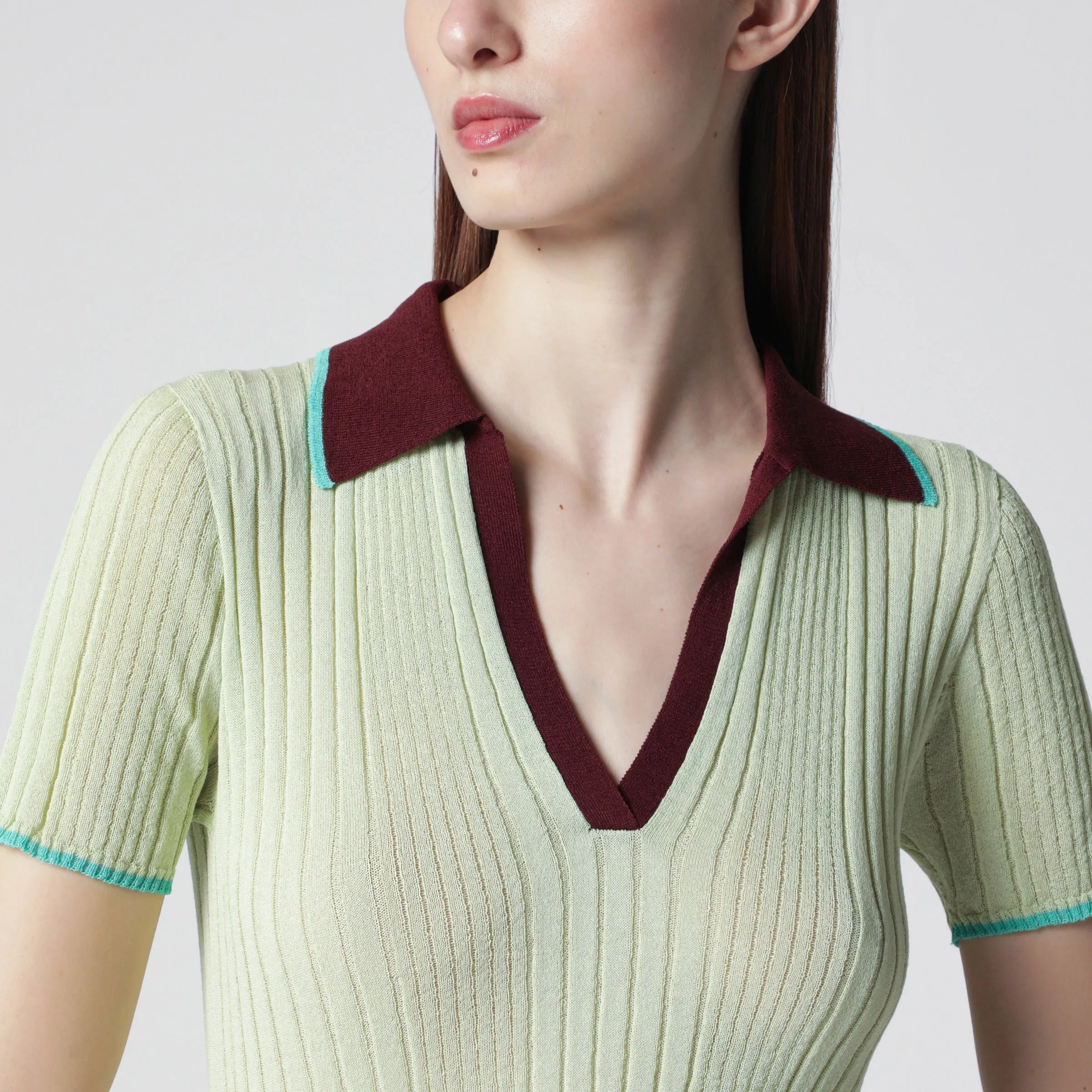 Ribbed Fitted Polo With Contrast Trims, Multicolor sold by Wanan Luxury product image thumbnail 2