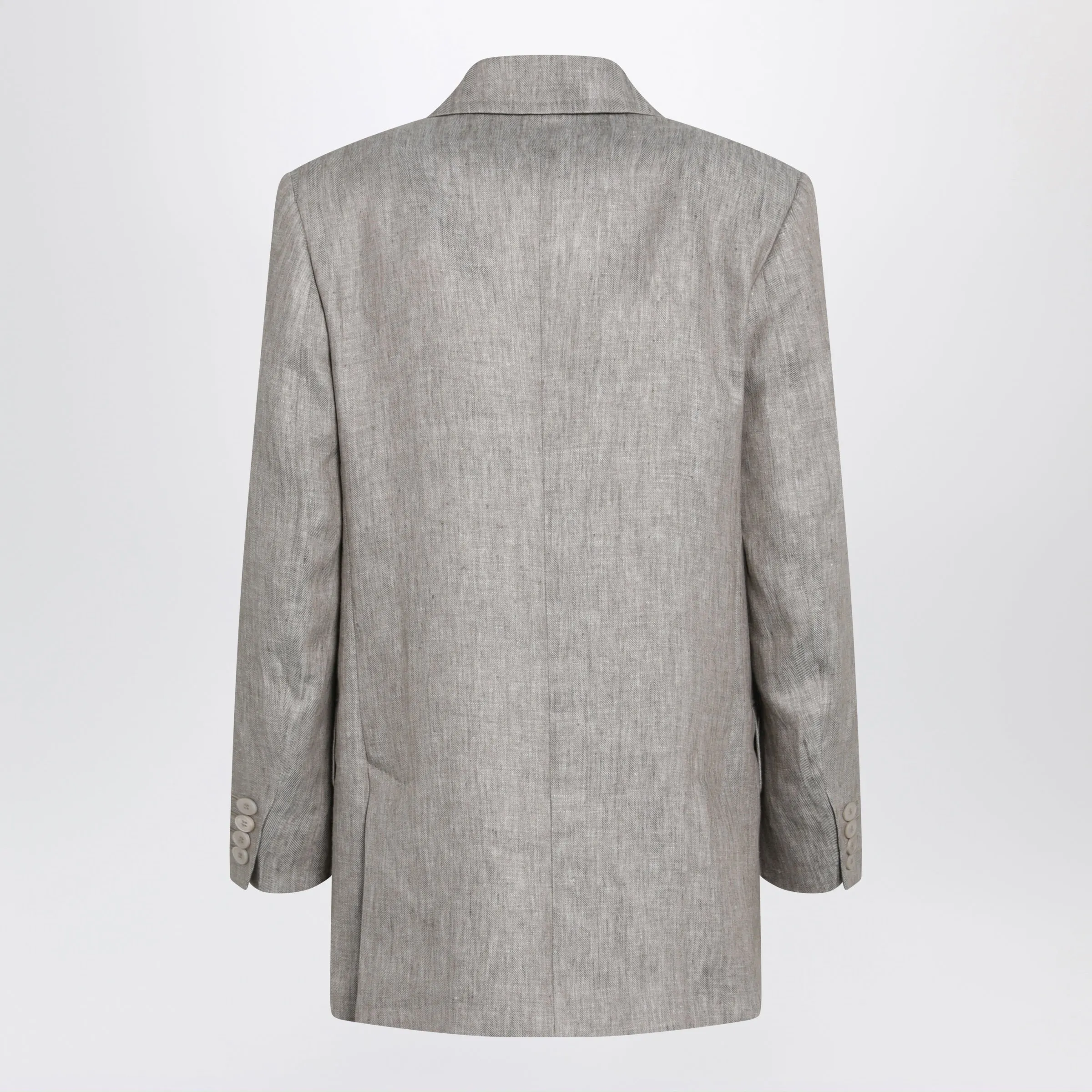 Olimpia Double-Breasted Chevron Linen Blazer In Beige sold by Wanan Luxury product image thumbnail 2