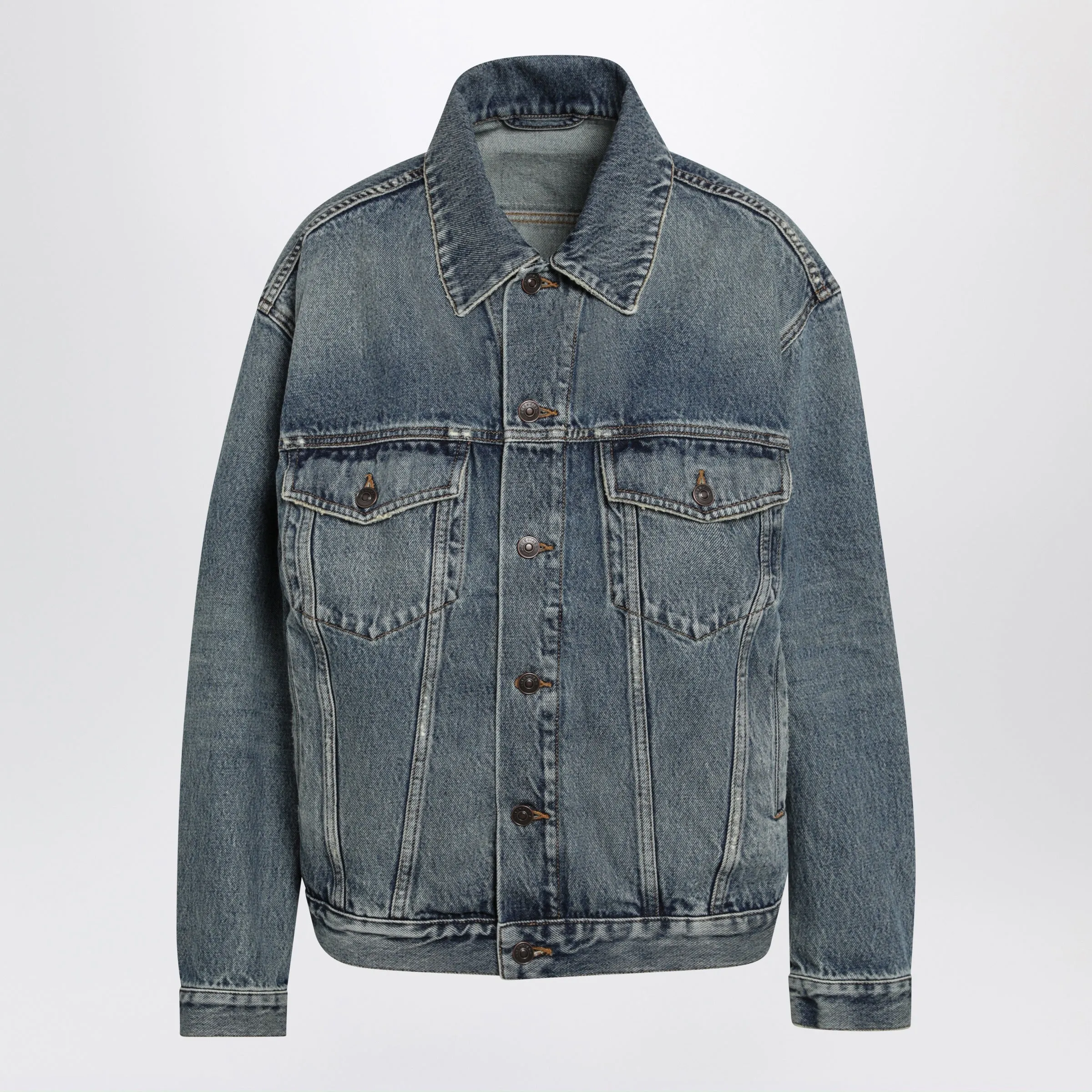 Kick Cotton Denim Jacket In Dirty Vintage Blue sold by Wanan Luxury