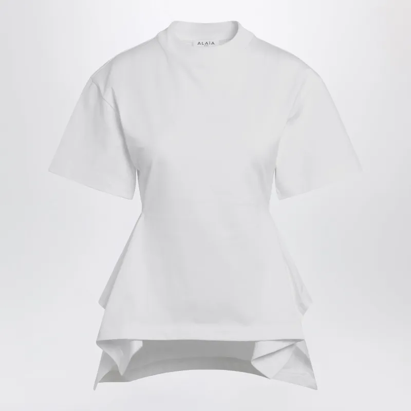 Panelled Cotton T-Shirt In White made by Alaia