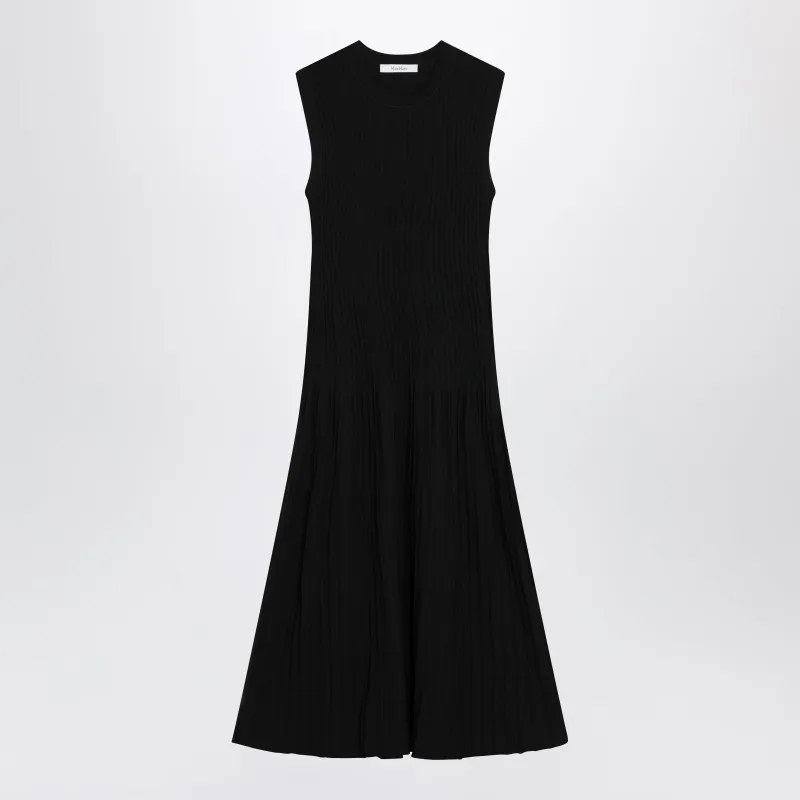 Midi Fit-And-Flare Ribbed Viscose Crêpe Dress In Black made by MaxMara