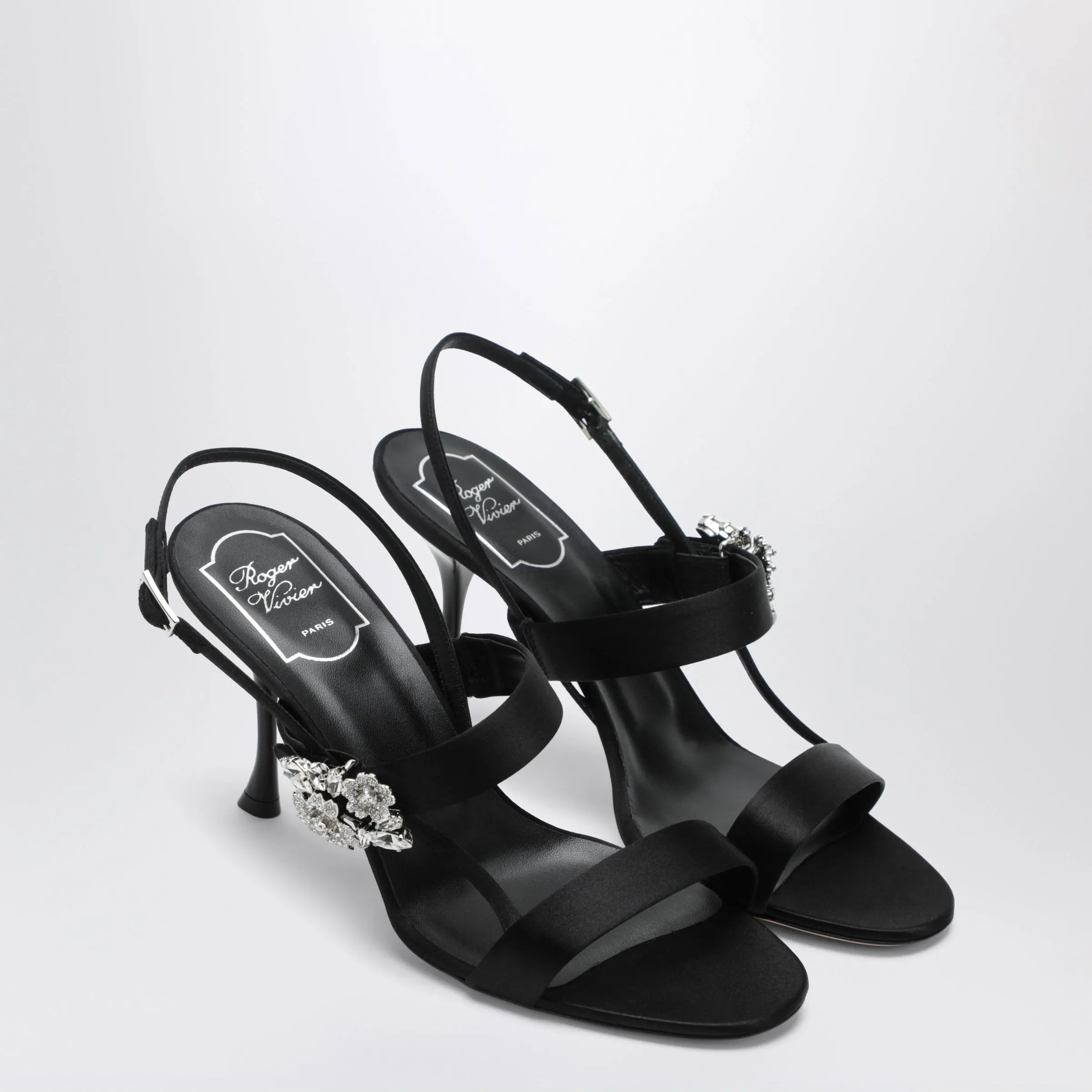 Black Satin Efflorescence Sandals sold by Wanan Luxury product image thumbnail 2