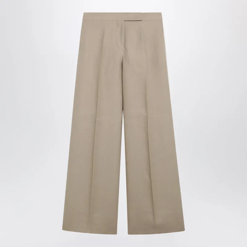 Regular-Fit Linen Natté Trousers In Sand made by MaxMara