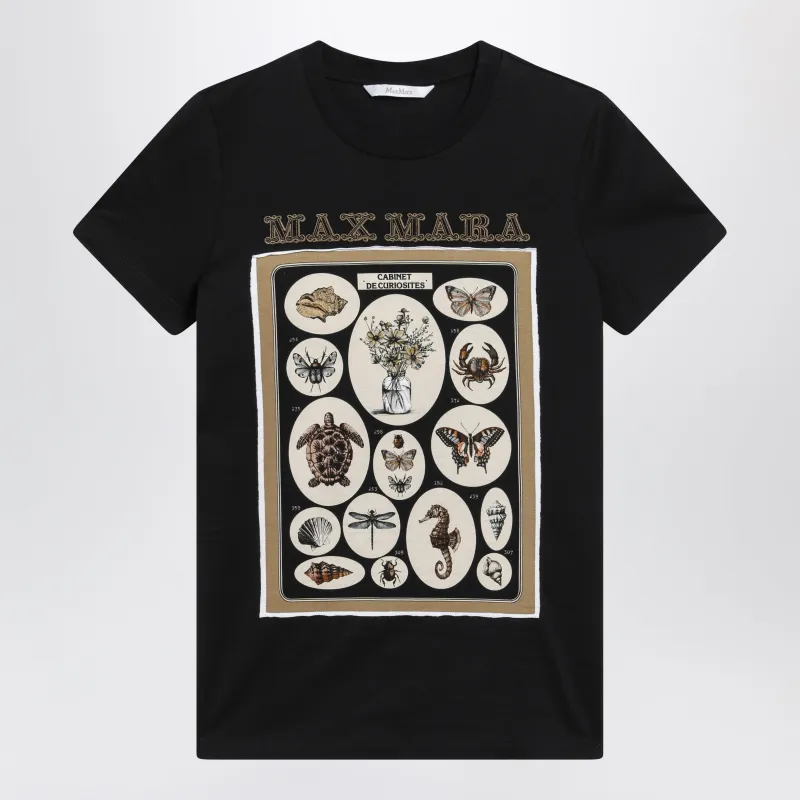 Black Cotton Jersey T-Shirt With Front Print made by MaxMara