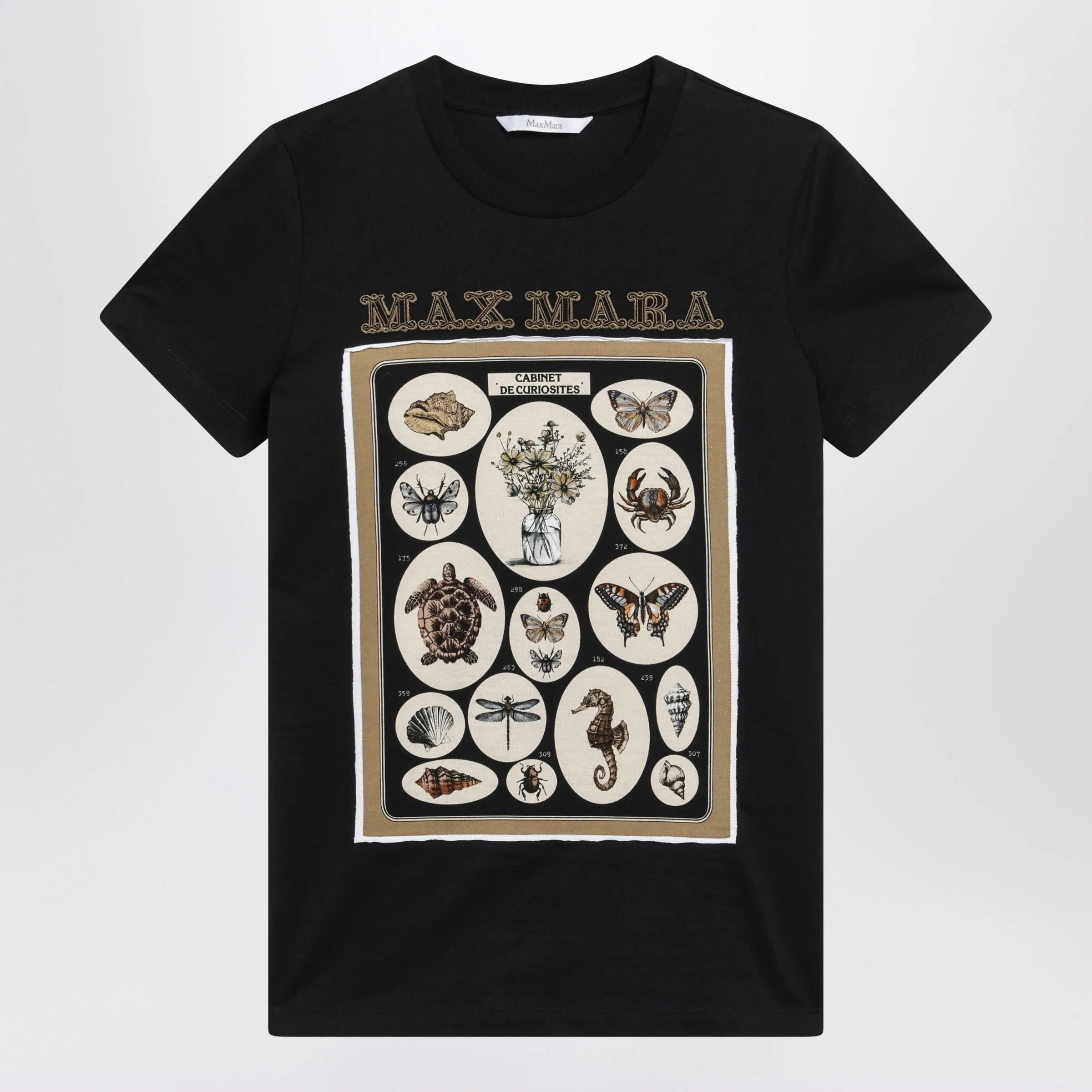 Black Cotton Jersey T-Shirt With Front Print sold by Wanan Luxury