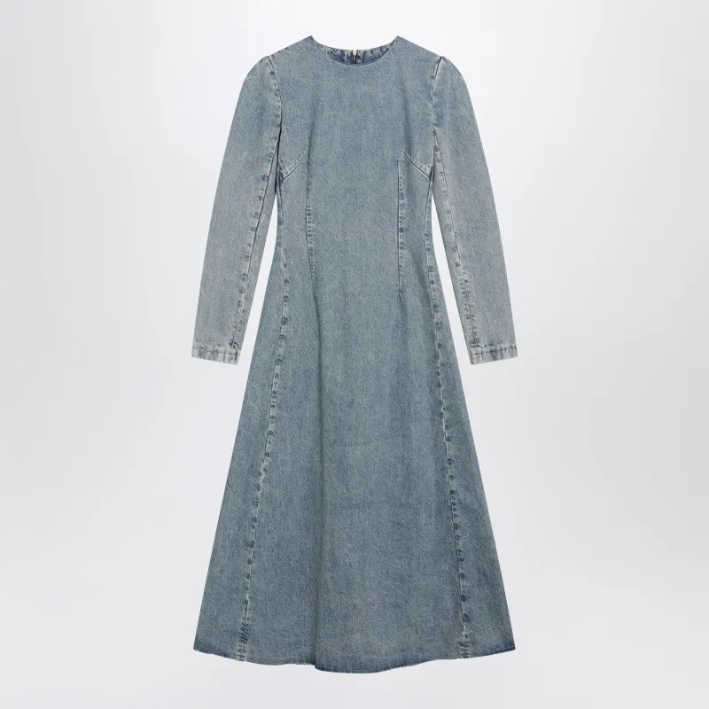 Cup-Shoulder Denim Midi Dress In Ice Blue made by Maison Margiela