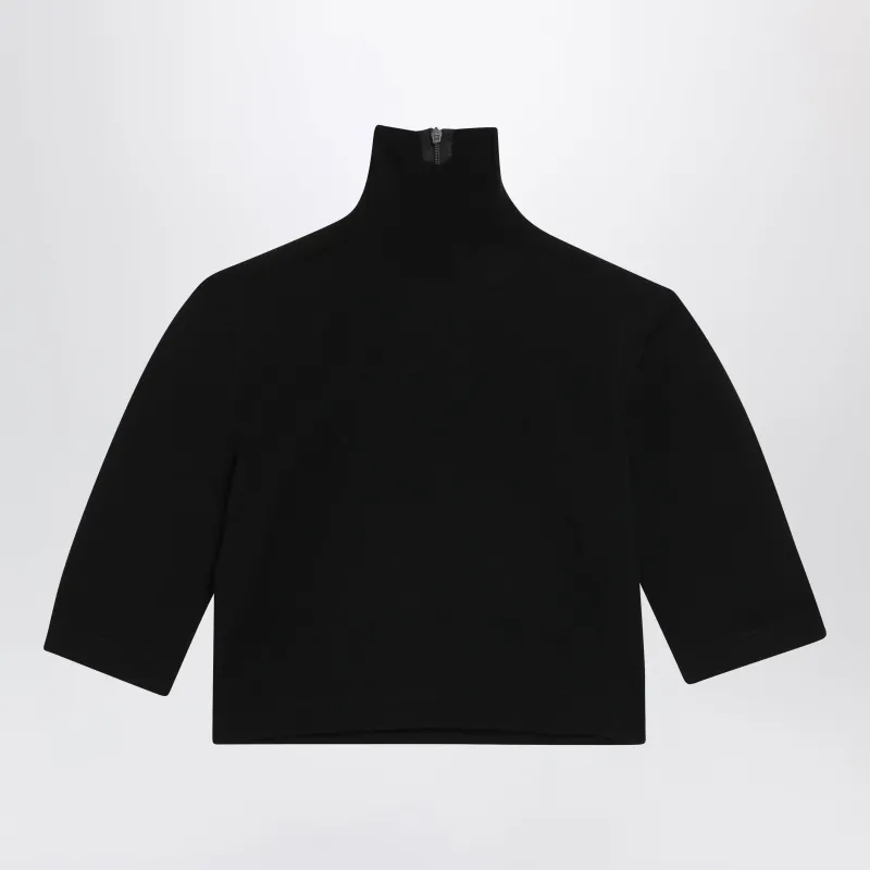 Cropped Turtleneck Sweater In Stretch Viscose, Black made by MaxMara