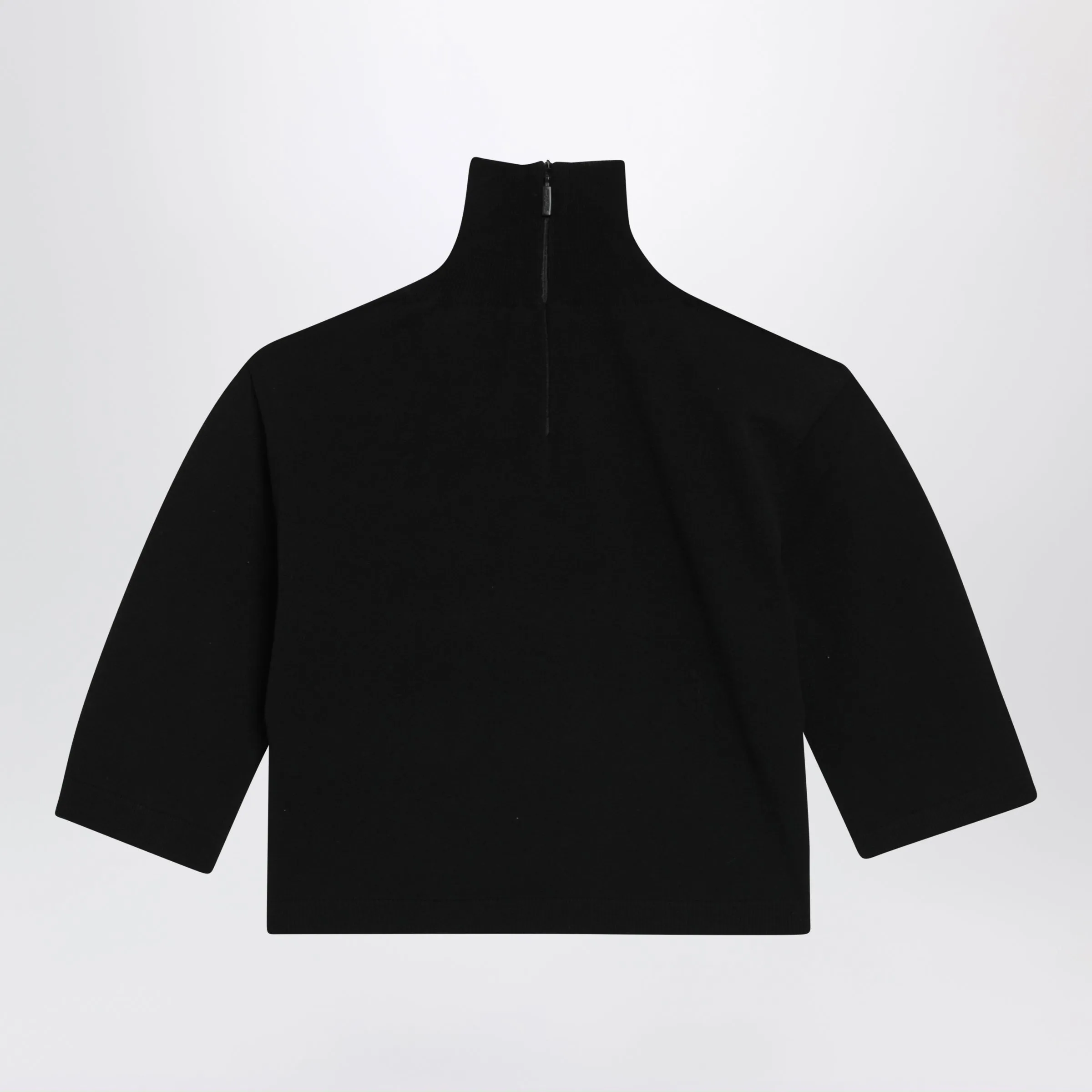 Cropped Turtleneck Sweater In Stretch Viscose, Black sold by Wanan Luxury product image thumbnail 2