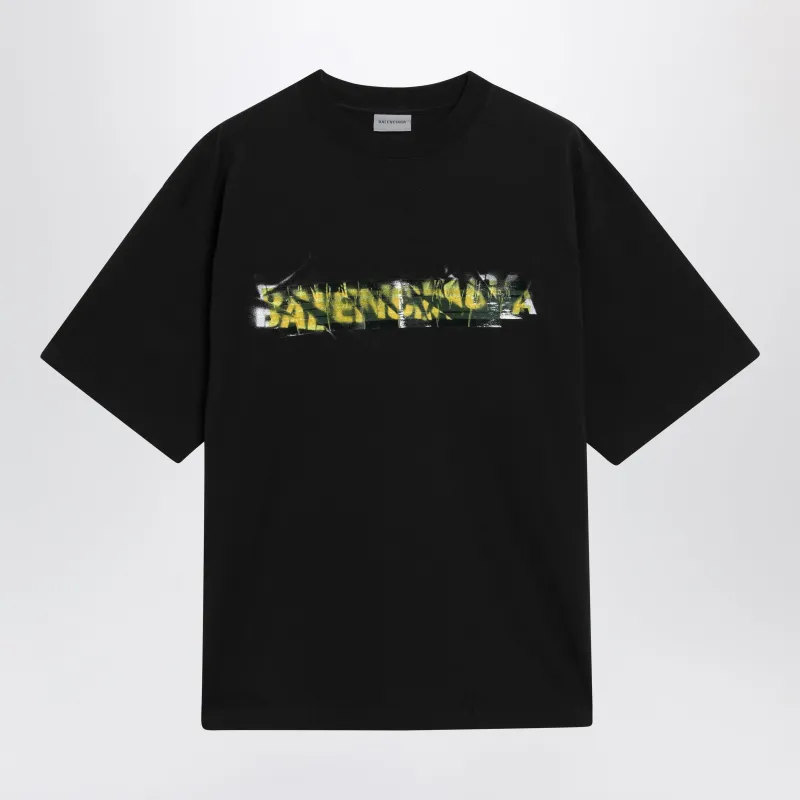 Men's Messy Spray Cotton Jersey T-Shirt In Black made by Balenciaga