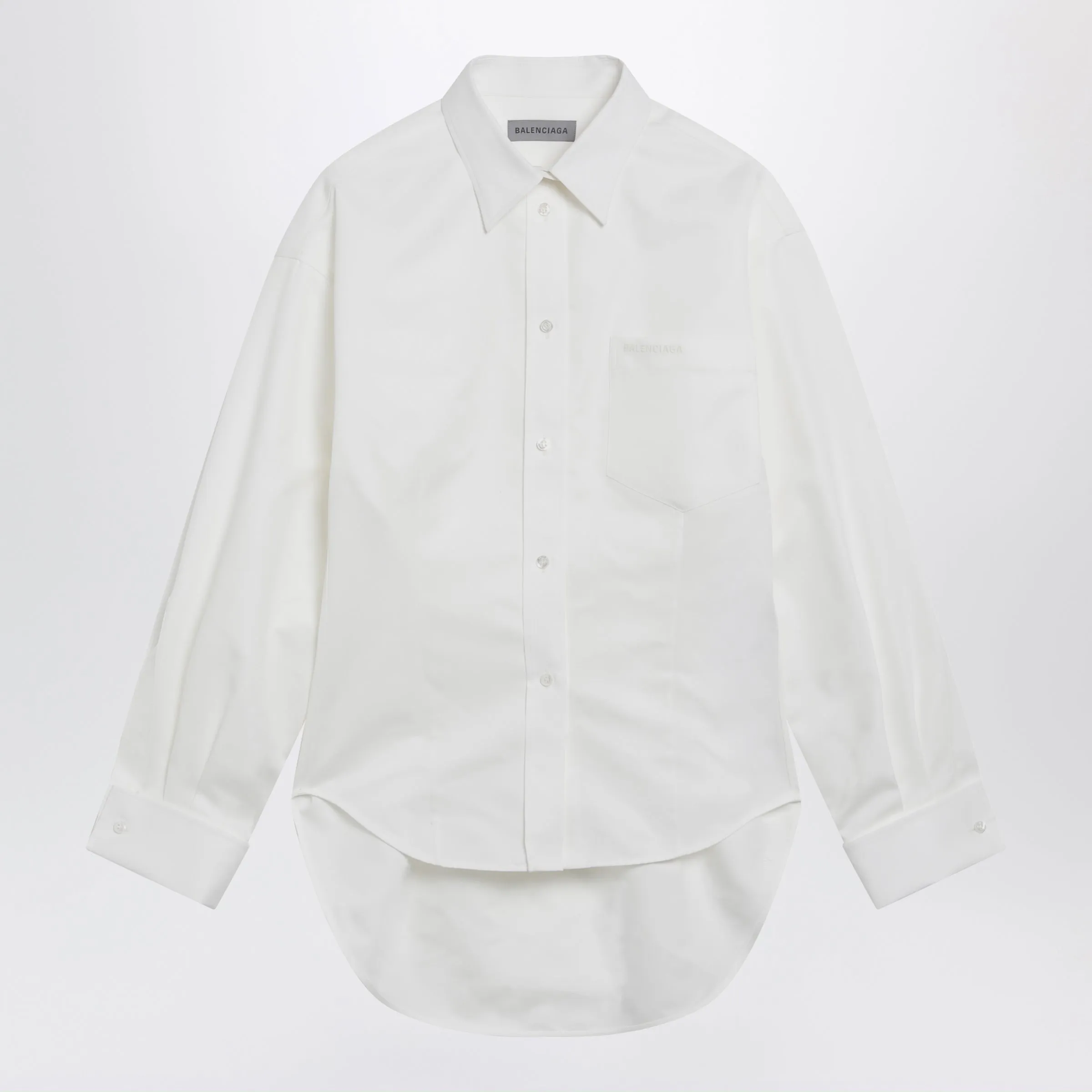 Cocoon Shirt In Cotton And Silk Poplin, White sold by Wanan Luxury