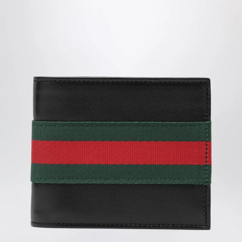 Web Trademark Bi-Fold Wallet Black made by Gucci