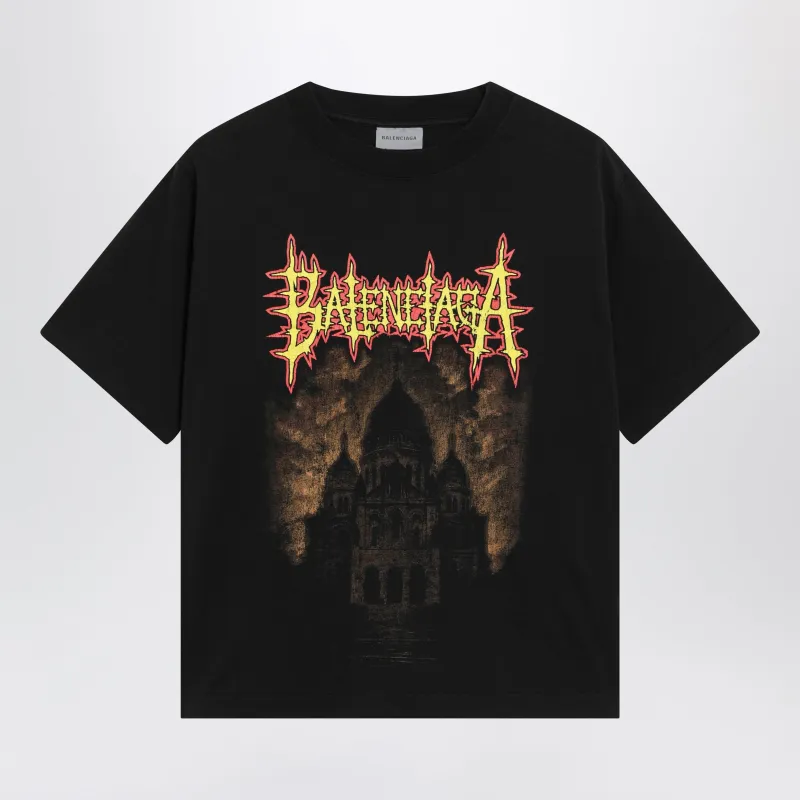 Sacré Cœur Print Medium-Fit Cotton T-Shirt In Black made by Balenciaga