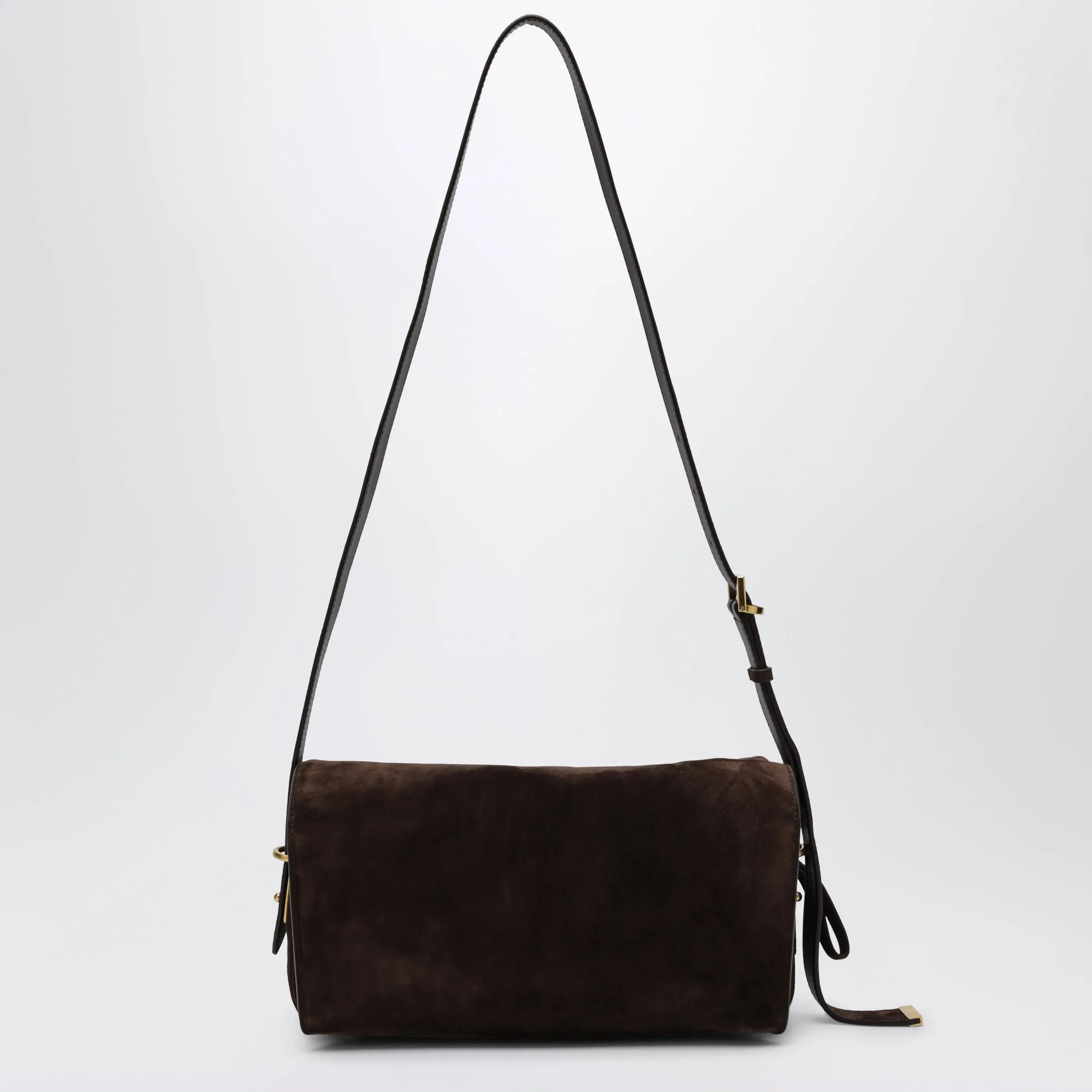 Le 7 Medium Suede Calfskin Shoulder Bag In Moka/Ruby sold by Wanan Luxury product image thumbnail 2