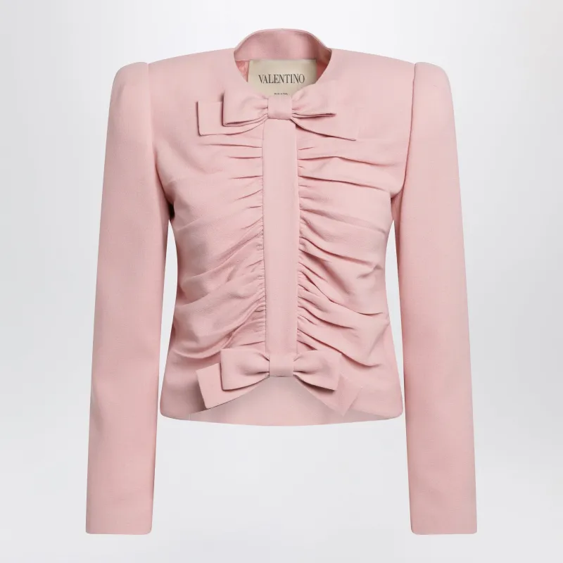 Cropped Jacket In Crispy Light Wool, Liberty Rose made by Valentino