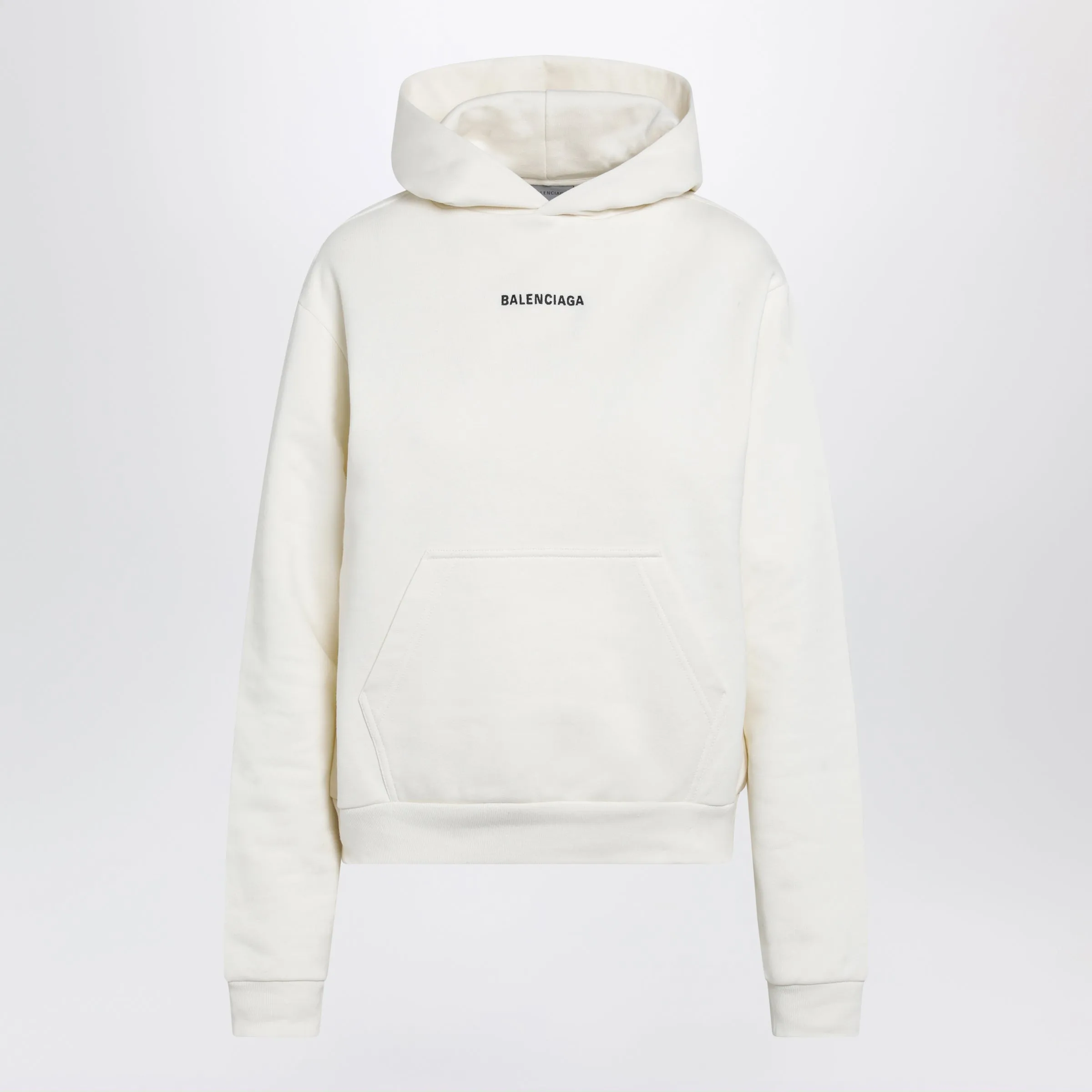 Medium-Fit Embroidered Hoodie In Dry Fleece, Cream sold by Wanan Luxury