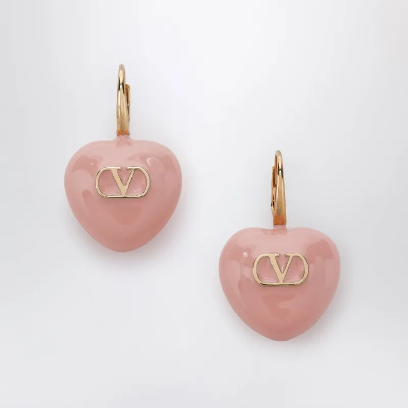 Heart Logo Lever-Back Earrings In Enamel, Gold/Pink made by Valentino Garavani