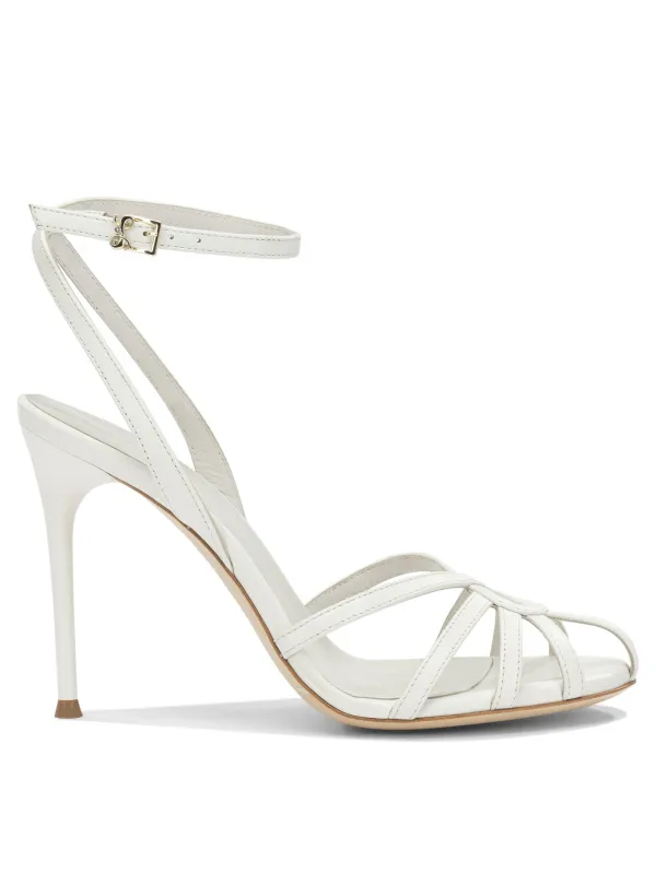 100mm Heeled Sandals White made by Wanan Luxury