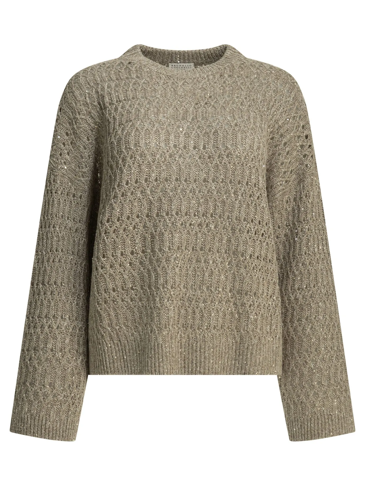 Crewneck Sweater With Sequins Knitwear Beige sold by Wanan Luxury