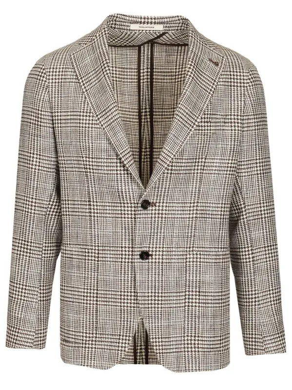 Monte Carlo Prince Of Wales Blazer Jackets Brown made by Tagliatore