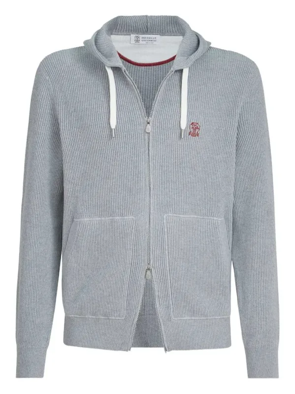 Cotton Zip-Up Hoodie made by Brunello Cucinelli
