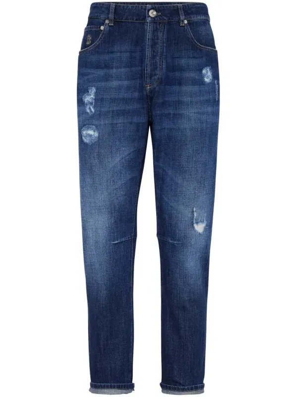 Distressed Straight Jeans made by Brunello Cucinelli