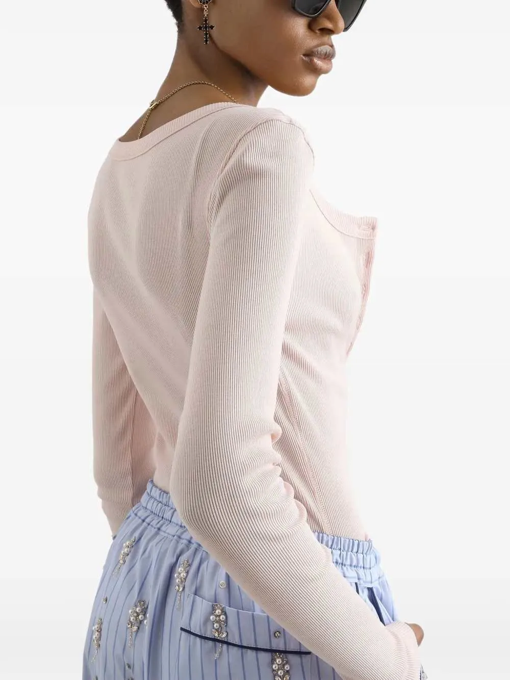 Ribbed Cotton Henley T-Shirt sold by Wanan Luxury product image thumbnail 4