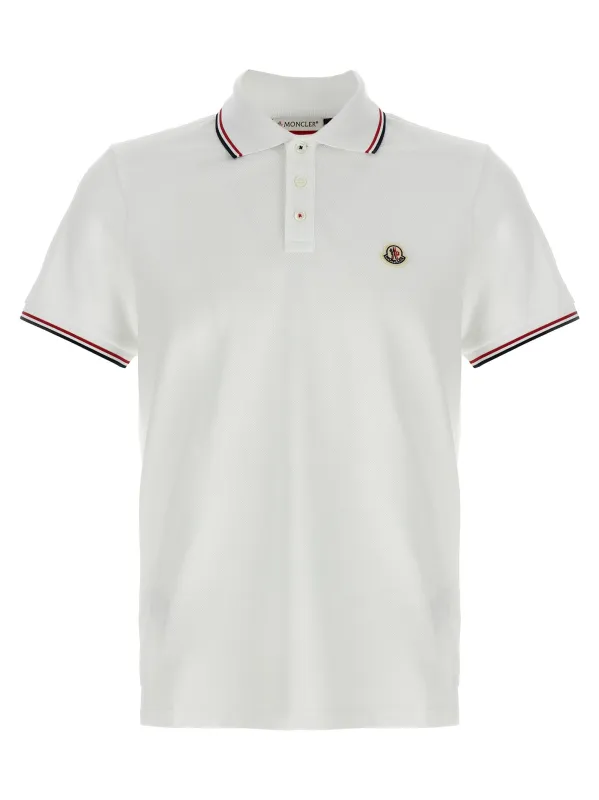 Tricolor Detail Shirt Polo White made by Moncler
