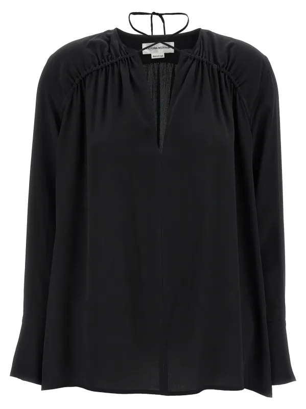 Gather Detail Tie Shirt And Blouse Black made by Victoria Beckham