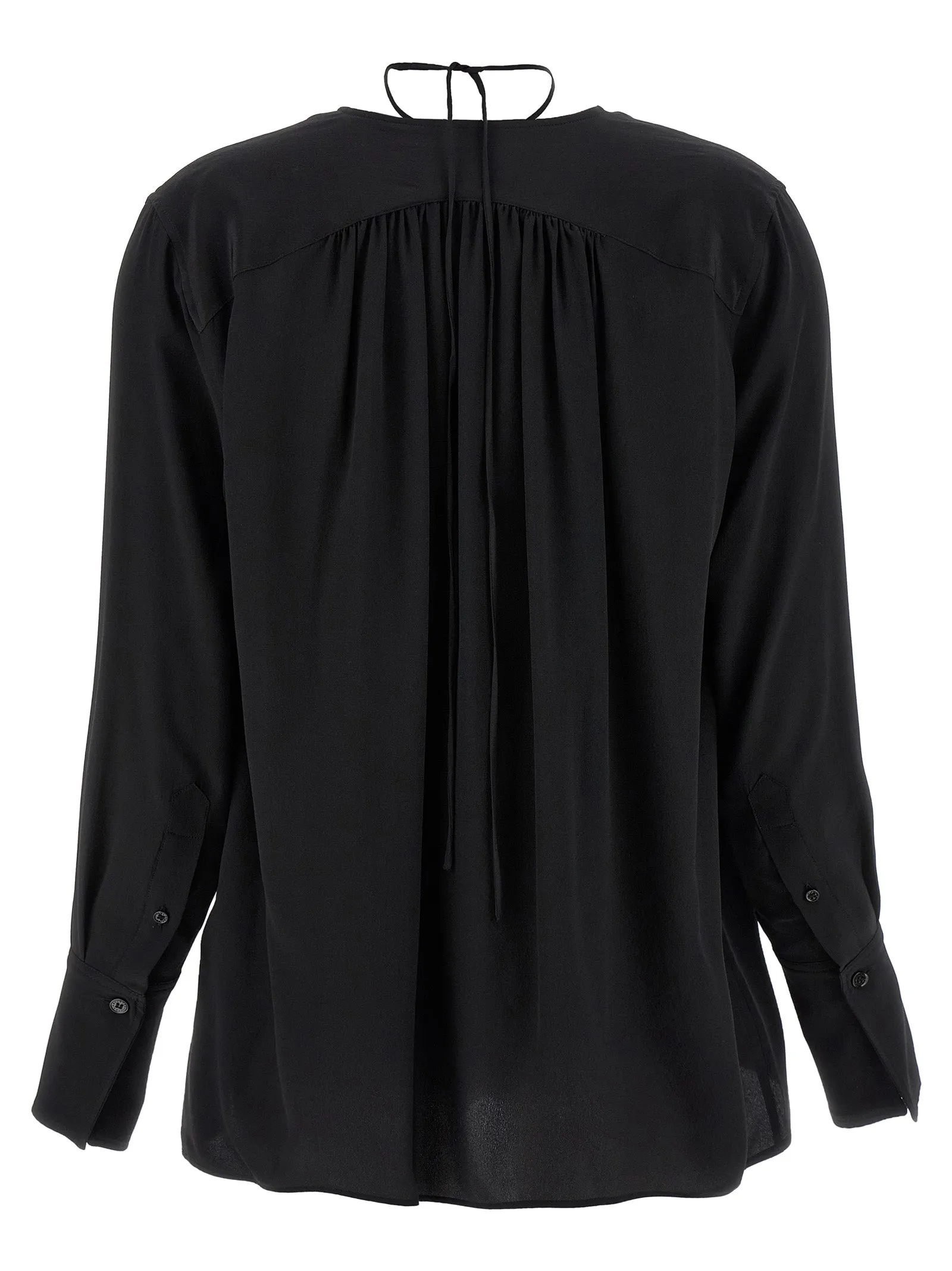 Gather Detail Tie Shirt And Blouse Black sold by Wanan Luxury product image thumbnail 2