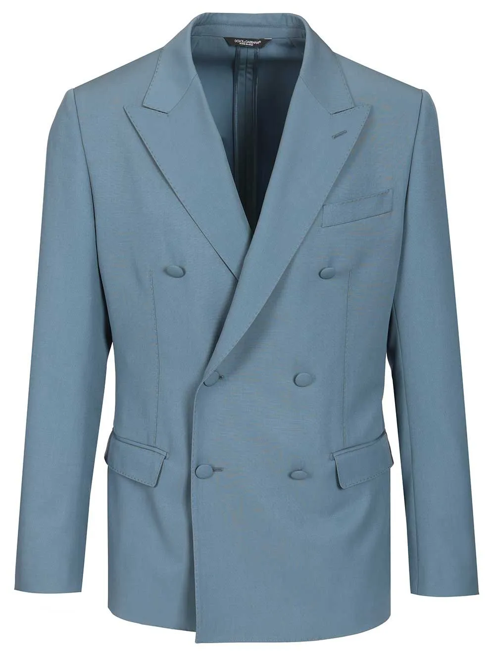 Double-Breasted Wool Poplin Jacket Jackets Light Blue sold by Wanan Luxury