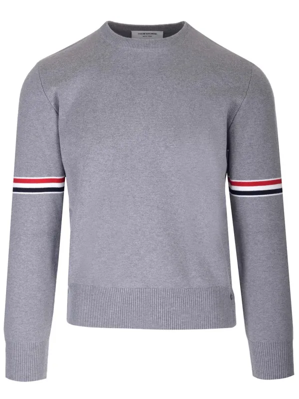 Compact Cotton Knit Sweater Knitwear Grey made by Thom Browne