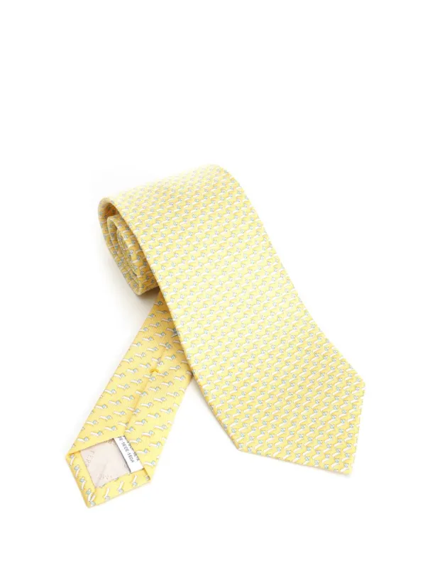 Silk Tie Ties And Bow Ties Yellow made by Salvatore Ferragamo