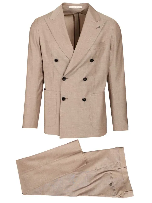 Montecarlo Double-Breasted Suit Dresses Beige made by Tagliatore