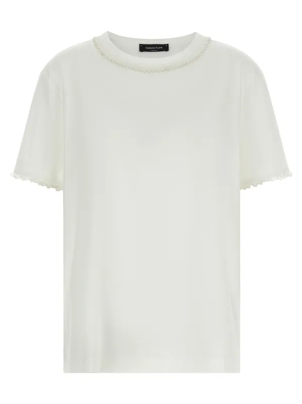 Embroidery T-Shirt White made by Fabiana Filippi